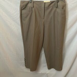 DressBarn: Tan Khaki Cropped Pants- with buttons on side of pants- slim leg- 16